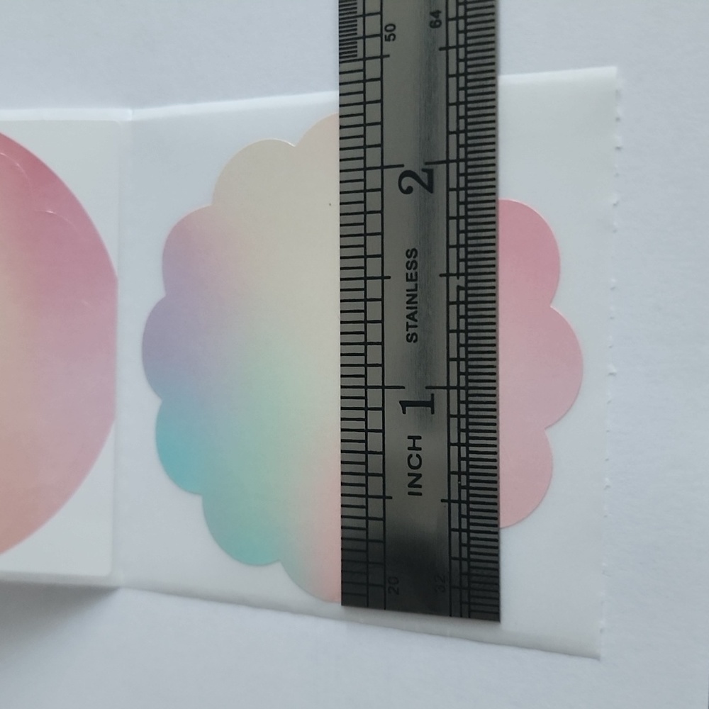 50 Thank you Stickers Thermal Scalloped flowers Glossy - Picture 4 of 6